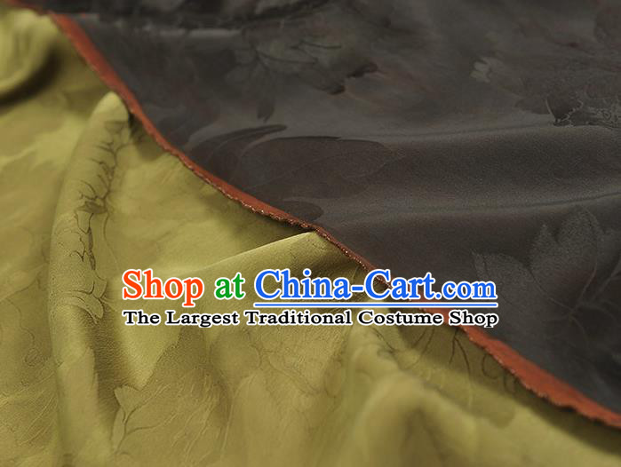 Chinese Cheongsam Olive Green Gambiered Guangdong Gauze Classical Peony Pattern Satin Material Traditional Jacquard Silk Fabric