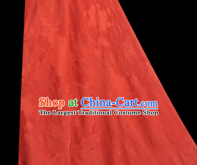 Chinese Red Gambiered Guangdong Gauze Classical Peony Pattern Satin Material Traditional Cheongsam Jacquard Silk Fabric