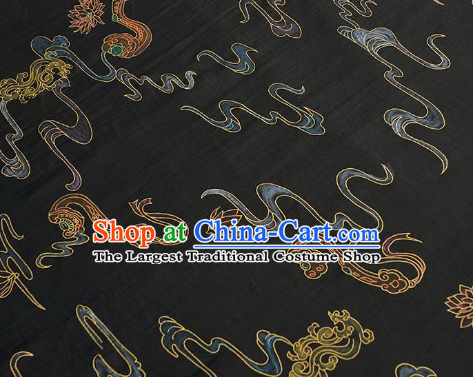Chinese Cheongsam Black Gambiered Guangdong Gauze Classical Craquelure Pattern Silk Material Traditional Hand Painting Fabric