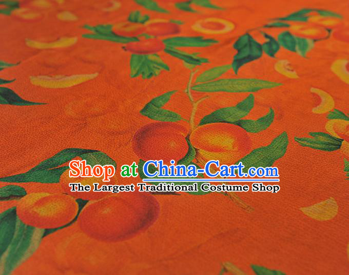 Traditional Silk Material Orange Gambiered Guangdong Gauze Chinese Cheongsam Classical Peach Pattern Silk Fabric