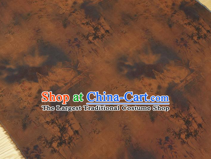 Chinese Cheongsam Material Traditional Bamboo Pattern Silk Fabric Brown Gambiered Guangdong Gauze