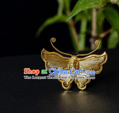 China Ming Dynasty Gilding Butterfly Hairpin Traditional Noble Women Hair Accessories Ancient Hanfu Hair Stick