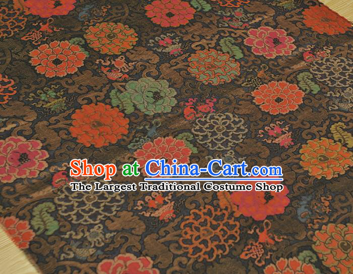 Top Chinese Classical Cheongsam Black Silk Material Traditional Flowers Pattern Gambiered Guangdong Gauze Fabric