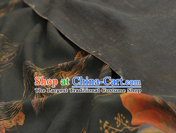 Top Silk Material Chinese Traditional Landscape Pattern Fabric Classical Cheongsam Black Gambiered Guangdong Gauze