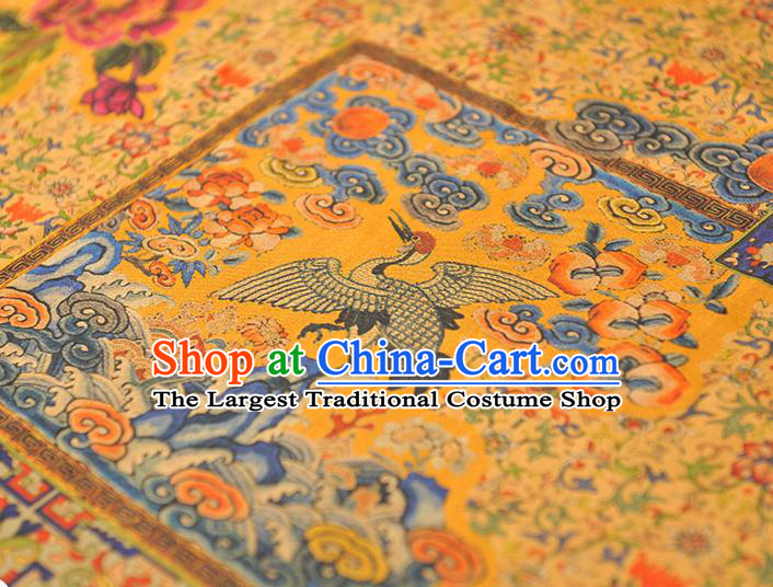 Top Chinese Traditional Royal Pattern Yellow Silk Material Classical Cheongsam Gambiered Guangdong Gauze Satin Fabric
