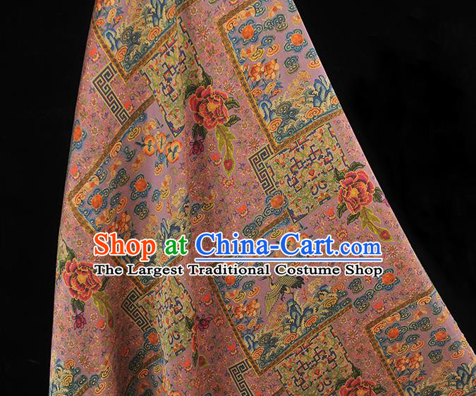 Top Chinese Classical Cheongsam Gambiered Guangdong Gauze Traditional Satin Fabric Royal Pattern Lilac Silk Material