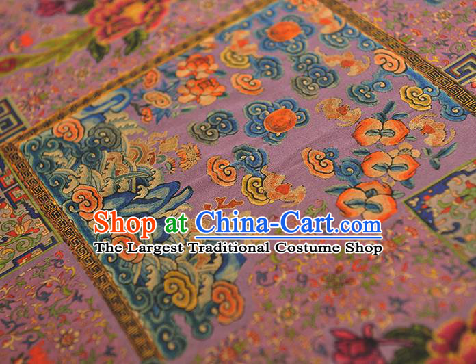 Top Chinese Classical Cheongsam Gambiered Guangdong Gauze Traditional Satin Fabric Royal Pattern Lilac Silk Material