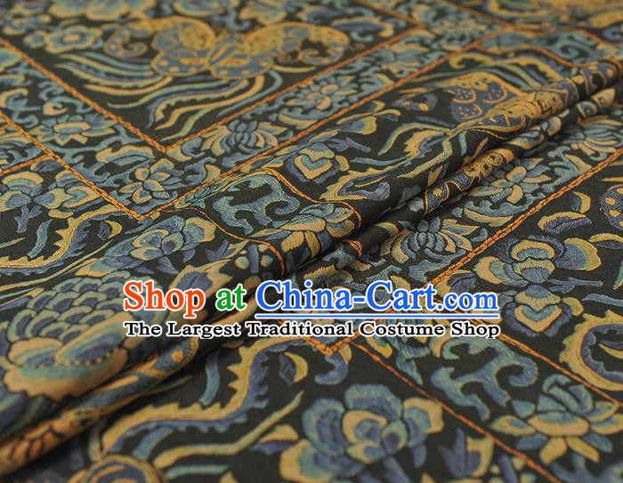 Chinese Traditional Cheongsam Gambiered Guangdong Gauze Classical Butterfly Peony Pattern Black Silk Material