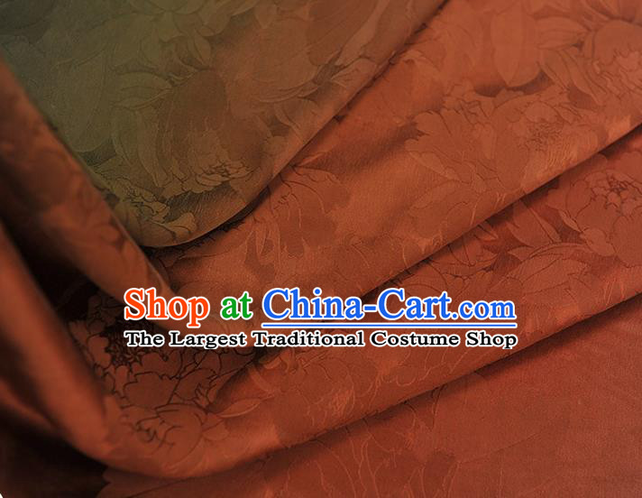 Chinese Gradient Red Gambiered Guangdong Gauze Jacquard Peony Satin Traditional Cheongsam Fabric Classical Silk Material