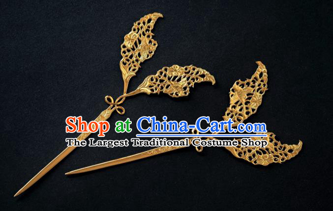 China Traditional Court Hanfu Hair Accessories Ancient Princess Hairpin Tang Dynasty Gilding Skylark Hair Clip