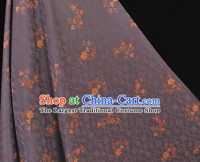 Chinese Traditional Purple Gambiered Guangdong Gauze Cheongsam Cloth Material Classical Flowers Pattern Silk Fabric