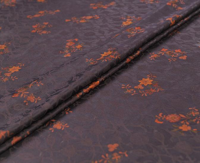 Chinese Traditional Purple Gambiered Guangdong Gauze Cheongsam Cloth Material Classical Flowers Pattern Silk Fabric