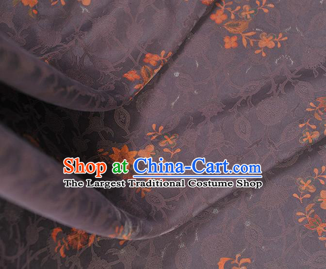Chinese Traditional Purple Gambiered Guangdong Gauze Cheongsam Cloth Material Classical Flowers Pattern Silk Fabric