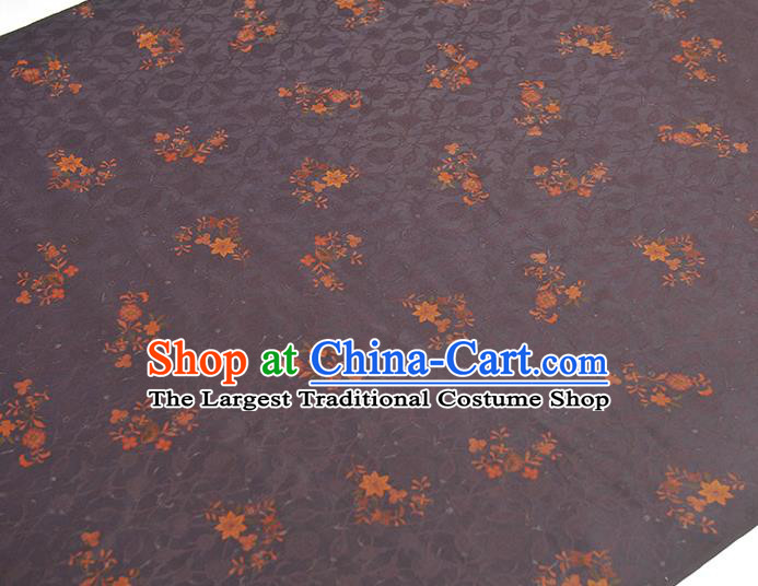 Chinese Traditional Purple Gambiered Guangdong Gauze Cheongsam Cloth Material Classical Flowers Pattern Silk Fabric