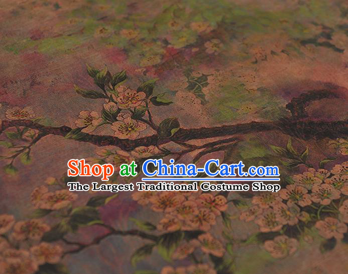 Chinese Classical Plum Blossom Pattern Gambiered Guangdong Gauze Cheongsam Cloth Material Traditional Purple Silk Fabric