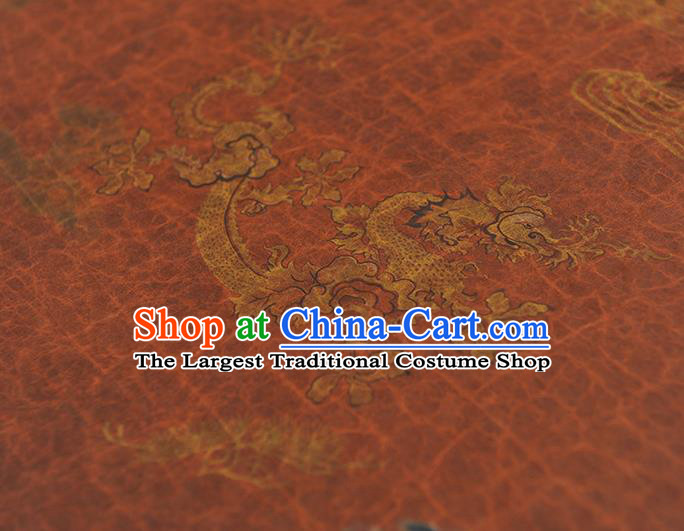 Top Chinese Cheongsam Traditional Cloud Dragon Pattern Brown Silk Fabric Gambiered Guangdong Gauze