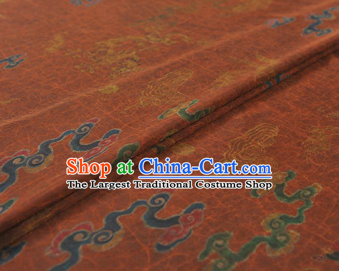 Top Chinese Cheongsam Traditional Cloud Dragon Pattern Brown Silk Fabric Gambiered Guangdong Gauze
