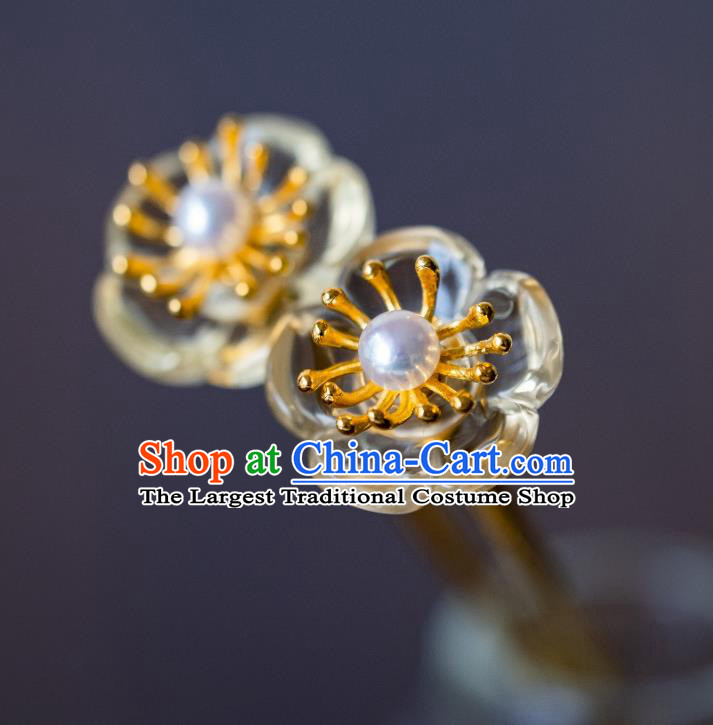 China Ancient Princess Plum Blossom Hairpin Traditional Court Hanfu Hair Accessories Ming Dynasty Crystal Hair Clip