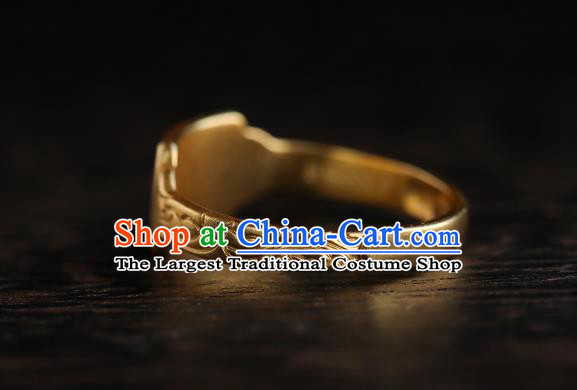 China Ming Dynasty Golden Ring Ancient Princess Finger Ring for Women