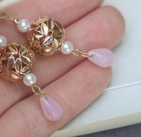 Handmade Traditional Classical Ear Accessories Chinese National Golden Bamboo Leaf Earrings