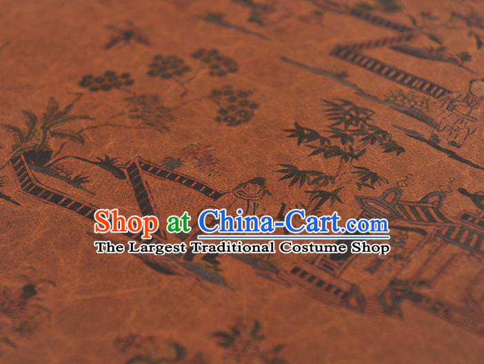 Top Grade Craquelure Fabric Chinese Traditional Character Pattern Silk Drapery Cheongsam Brown Gambiered Guangdong Gauze