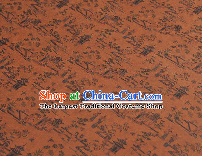 Top Grade Craquelure Fabric Chinese Traditional Character Pattern Silk Drapery Cheongsam Brown Gambiered Guangdong Gauze