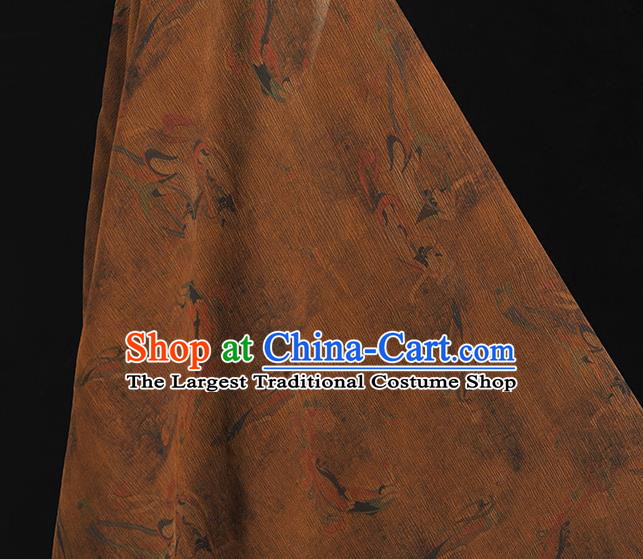 Top Grade Brown Crepe Chinese Traditional Flying Apsaras Pattern Silk Drapery Cheongsam Gambiered Guangdong Gauze Fabric