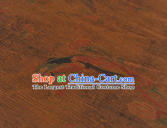 Top Grade Brown Crepe Chinese Traditional Flying Apsaras Pattern Silk Drapery Cheongsam Gambiered Guangdong Gauze Fabric