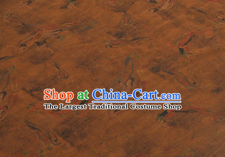 Top Grade Brown Crepe Chinese Traditional Flying Apsaras Pattern Silk Drapery Cheongsam Gambiered Guangdong Gauze Fabric