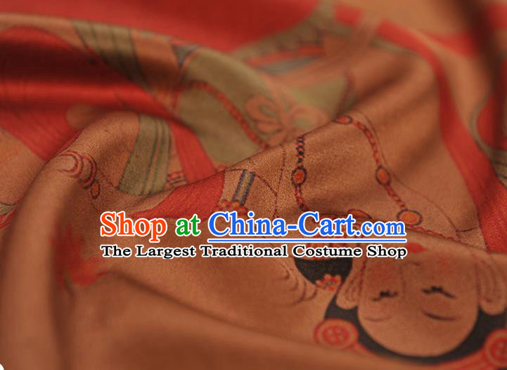 China Traditional Flying Apsaras Pattern Silk Fabric Classical Cheongsam Gambiered Guangdong Gauze Cloth