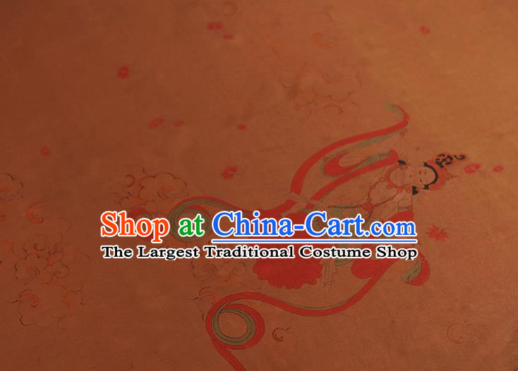 China Traditional Flying Apsaras Pattern Silk Fabric Classical Cheongsam Gambiered Guangdong Gauze Cloth