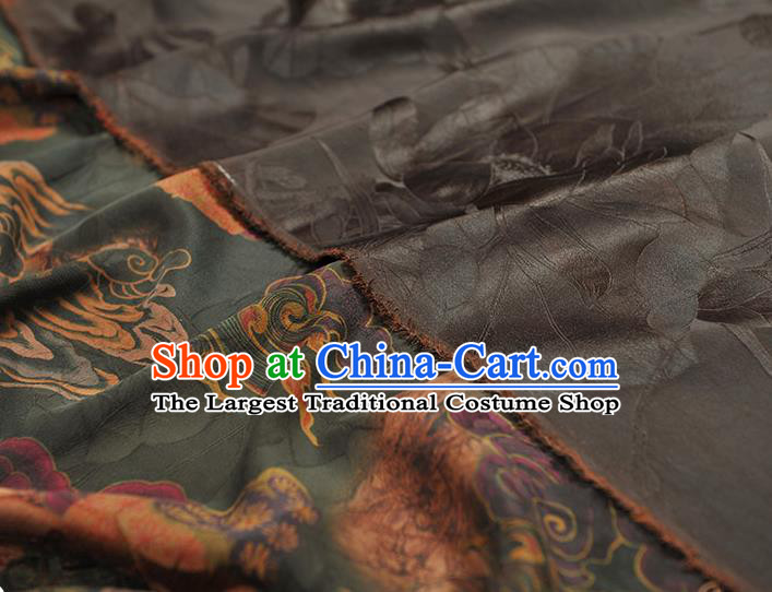 Top Chinese Traditional Flowers Pattern Silk Drapery Cheongsam Fabric Atrovirens Gambiered Guangdong Gauze