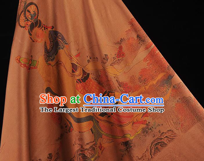China Traditional Goddess Pattern Silk Fabric Classical Gambiered Guangdong Gauze Cheongsam Cloth