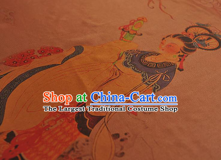 China Traditional Goddess Pattern Silk Fabric Classical Gambiered Guangdong Gauze Cheongsam Cloth