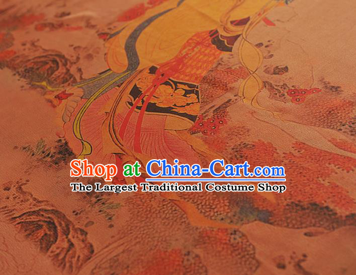 China Traditional Goddess Pattern Silk Fabric Classical Gambiered Guangdong Gauze Cheongsam Cloth