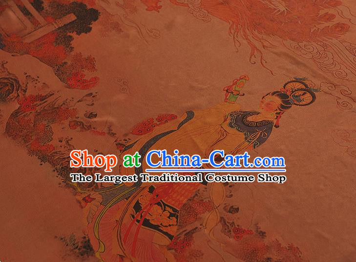 China Traditional Goddess Pattern Silk Fabric Classical Gambiered Guangdong Gauze Cheongsam Cloth