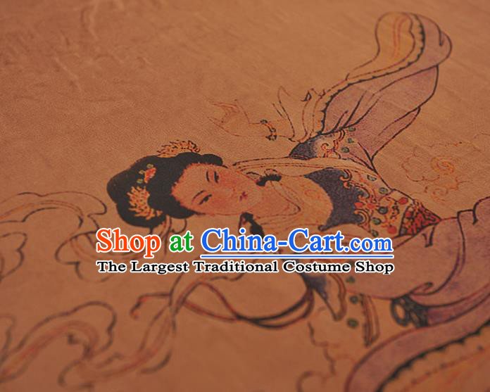 China Traditional Goddess Chang E Pattern Silk Fabric Classical Gambiered Guangdong Gauze Cheongsam Cloth