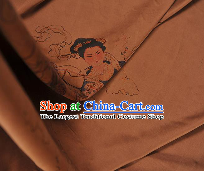 China Traditional Goddess Chang E Pattern Silk Fabric Classical Gambiered Guangdong Gauze Cheongsam Cloth
