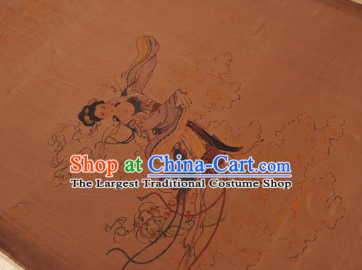 China Traditional Goddess Chang E Pattern Silk Fabric Classical Gambiered Guangdong Gauze Cheongsam Cloth