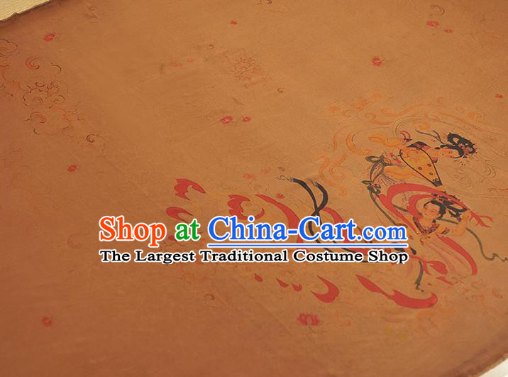 China Classical Gambiered Guangdong Gauze Cheongsam Cloth Traditional Lute Goddess Pattern Silk Fabric