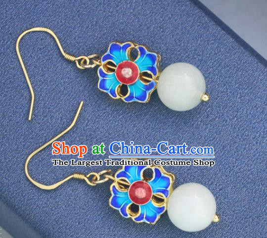 Handmade Chinese National Enamel Ear Accessories Traditional Blueing Earrings