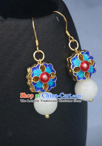 Handmade Chinese National Enamel Ear Accessories Traditional Blueing Earrings