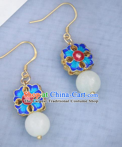 Handmade Chinese National Enamel Ear Accessories Traditional Blueing Earrings