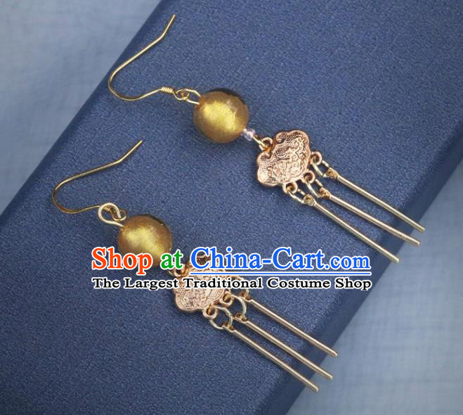 Handmade Chinese Traditional Hanfu Longevity Lock Earrings National Ear Accessories