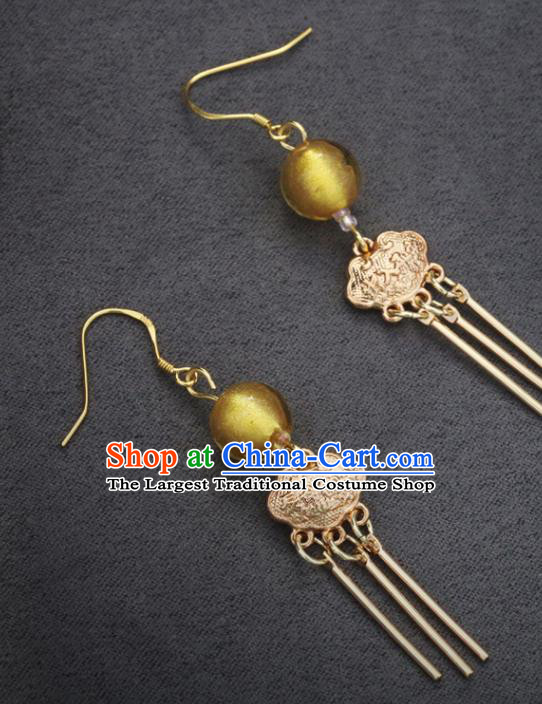 Handmade Chinese Traditional Hanfu Longevity Lock Earrings National Ear Accessories