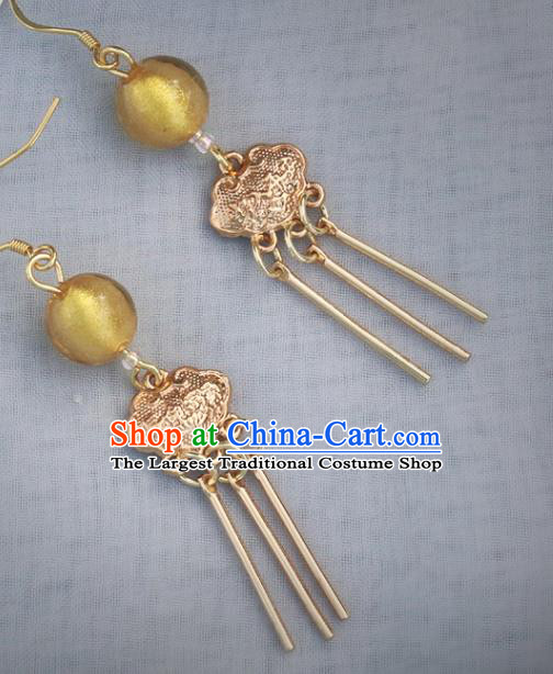 Handmade Chinese Traditional Hanfu Longevity Lock Earrings National Ear Accessories