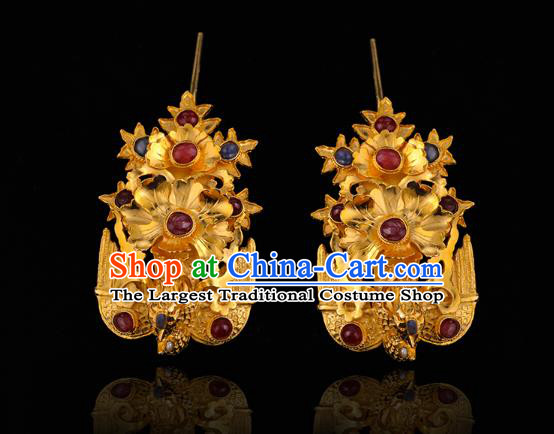 China Ancient Hanfu Gems Phoenix Hair Stick Handmade Hair Accessories Traditional Ming Dynasty Court Queen Hairpin