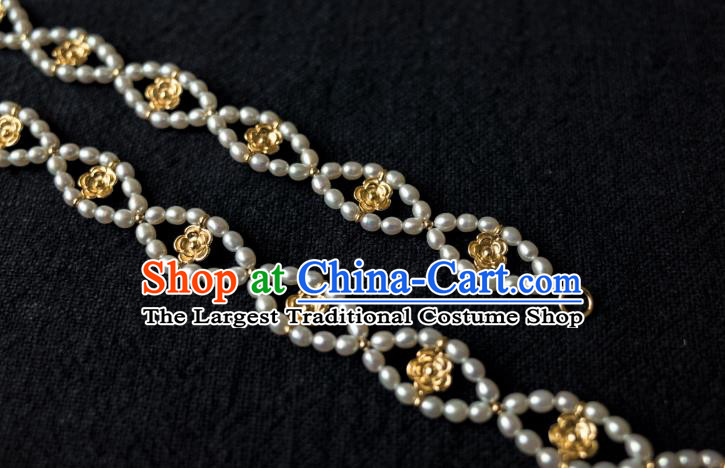 China Ming Dynasty Pearls Headband Traditional Hanfu Hair Accessories Ancient Noble Woman Hair Clasp