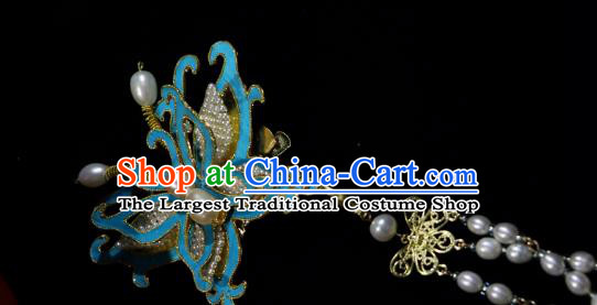 China Ancient Court Lady Hairpin Handmade Hair Accessories Traditional Ming Dynasty Tassel Butterfly Hair Stick