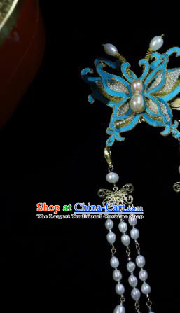 China Ancient Court Lady Hairpin Handmade Hair Accessories Traditional Ming Dynasty Tassel Butterfly Hair Stick